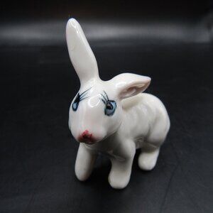 Miniature White Porcelain Rabbit Figurine